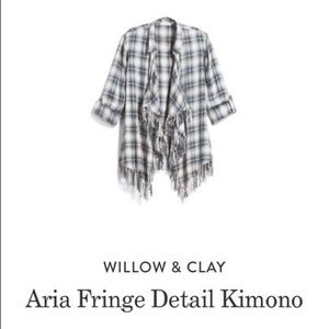 Aria Fringe Plaid Kimono